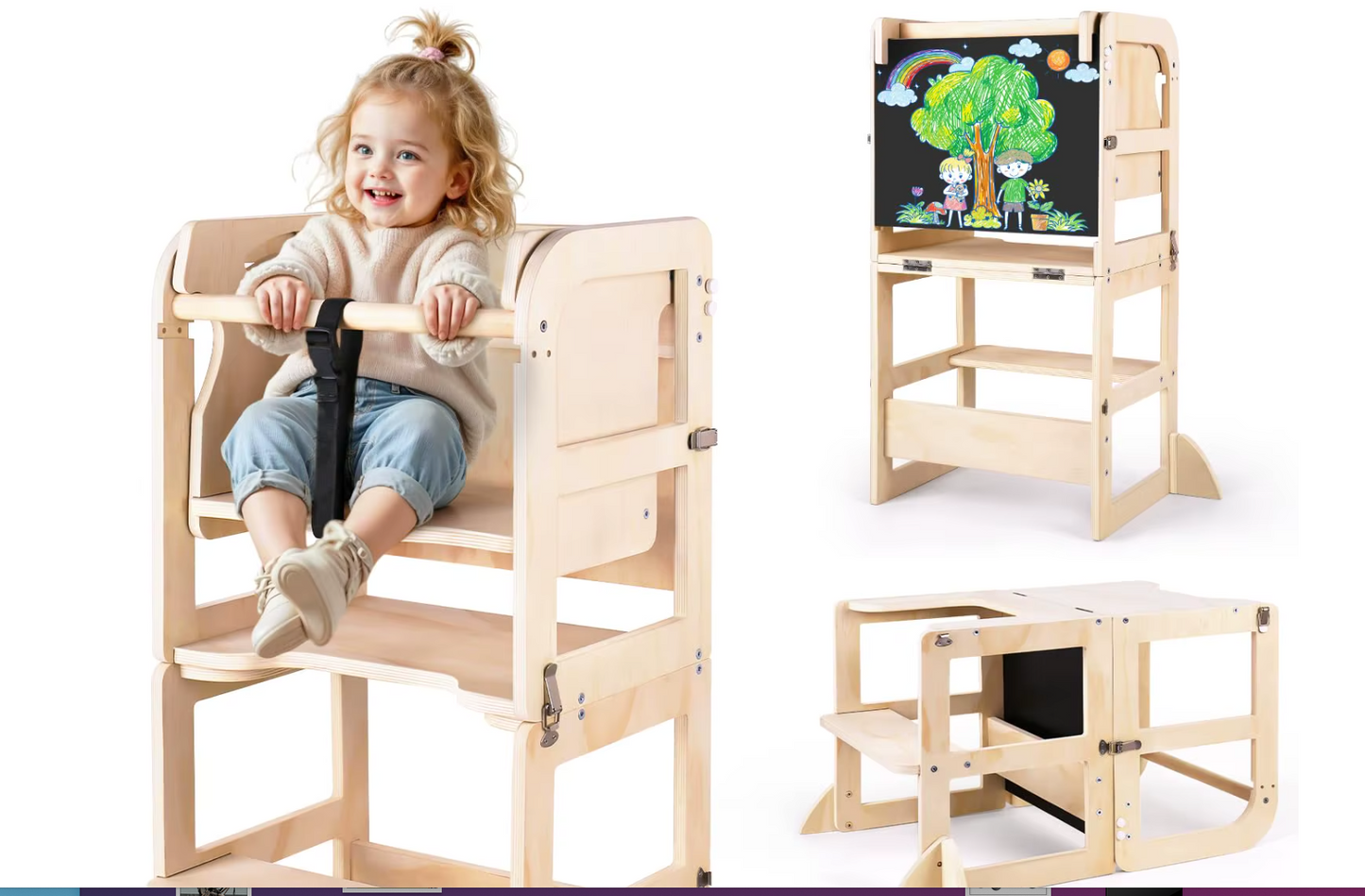 Silla alta madera convertible