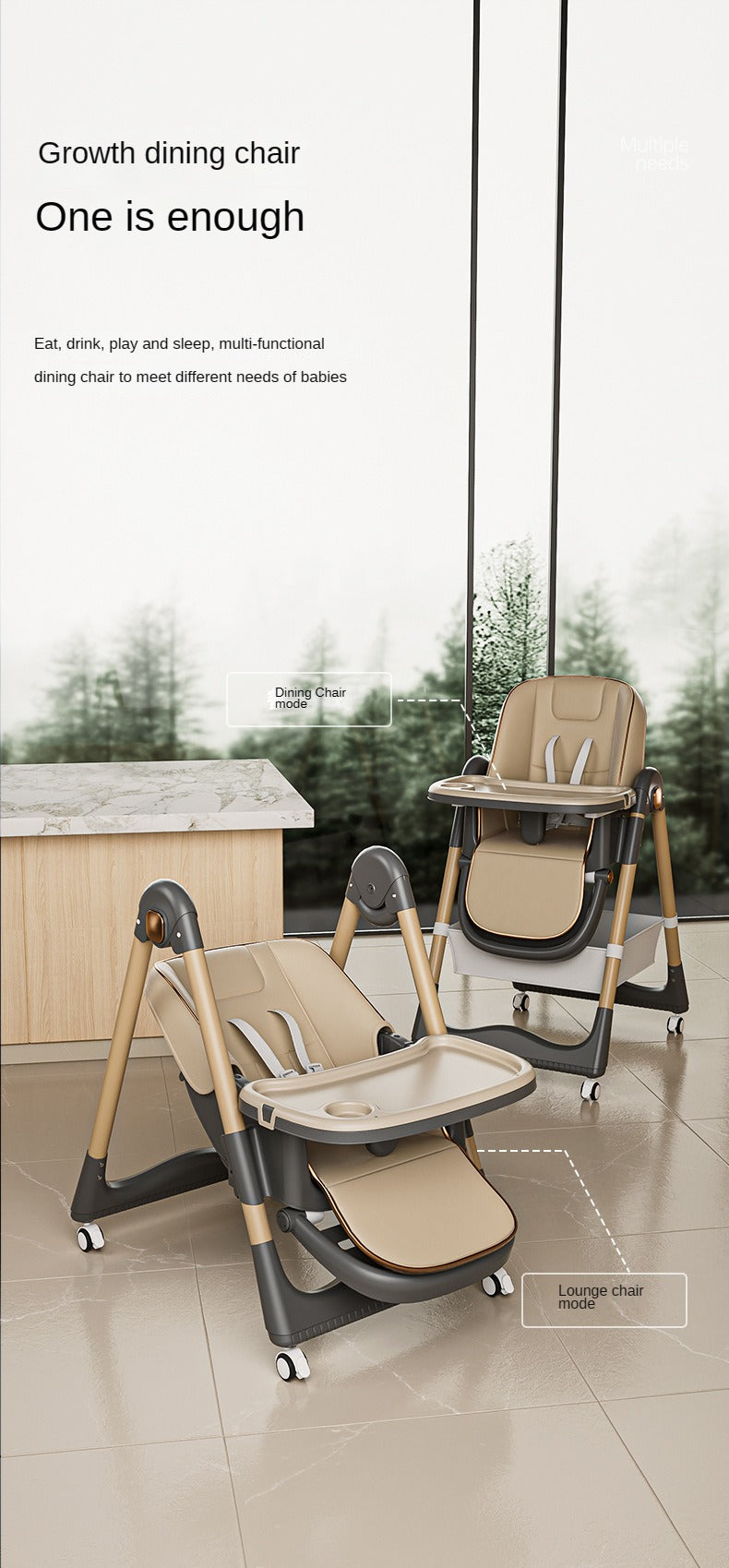 Silla alta reclinable